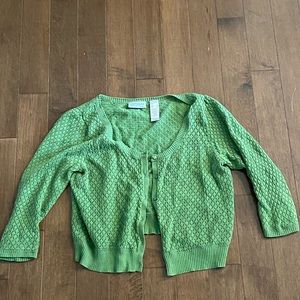 green cardigan